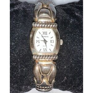 Geneva Elite Quartz Bangle Watch Gold Tone Roman Numerals‎ Ladies Jewelry